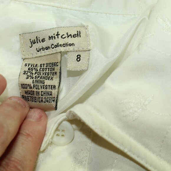 Julie Mitchell Urban Collection Size 8 Cream Embroidered and Sequin Denim Jacket - Picture 4 of 6